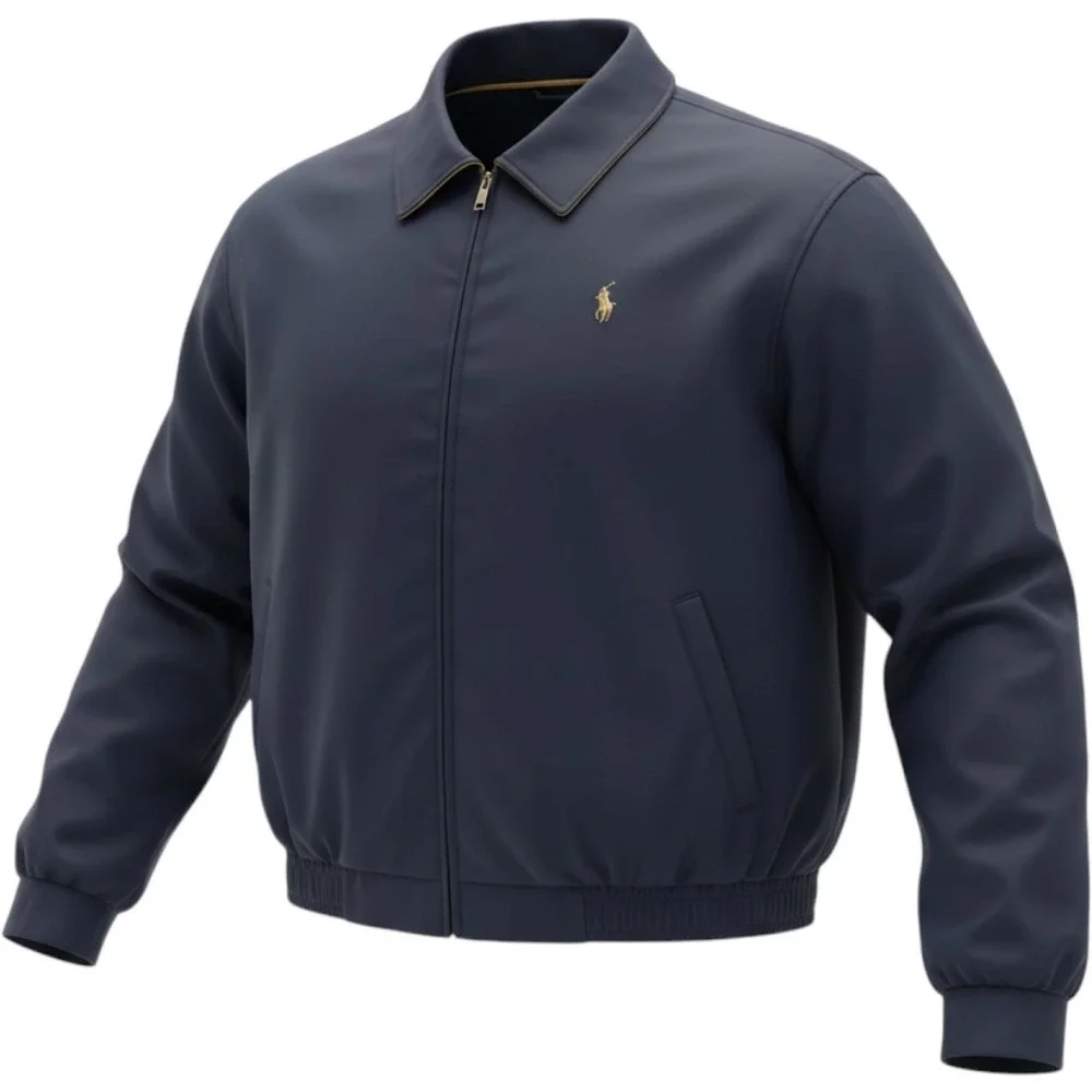Polo Ralph Lauren Mens XXL Navy Blue Harrington Jacket Plaid Lined Windbreaker